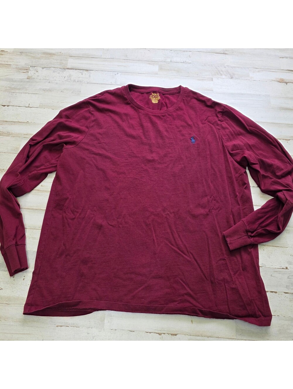 Polo Ralph Lauren Burgundy Long Sleeve T-Shirt XL Custom Slim Fit Crew Neck